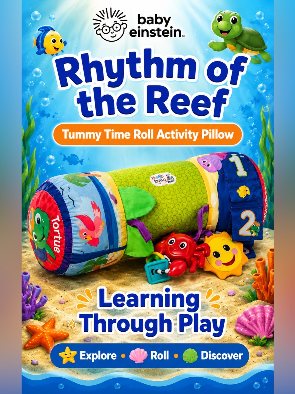 DISNEY BABY EINSTEIN RHYTHM OF THE REEF
TUMMY TIME ROLL ACTIVITY PILLOW EUC!